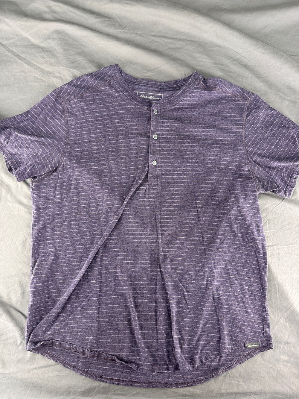 Eddie Bauer Purple Striped Short-Sleeve Henley